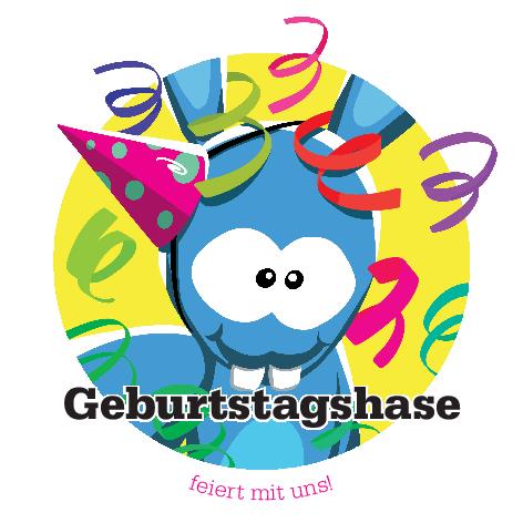 ein hase mit partyhut und luftschlange